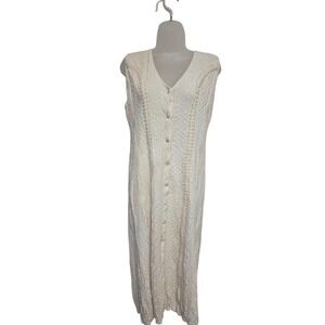 Oscar Hackman Knit Dress‎ Vintage 70s Button Front Midi Dress Cotton Blend